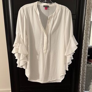 Vince Camuto White Ruffle Sleeve Blouse
